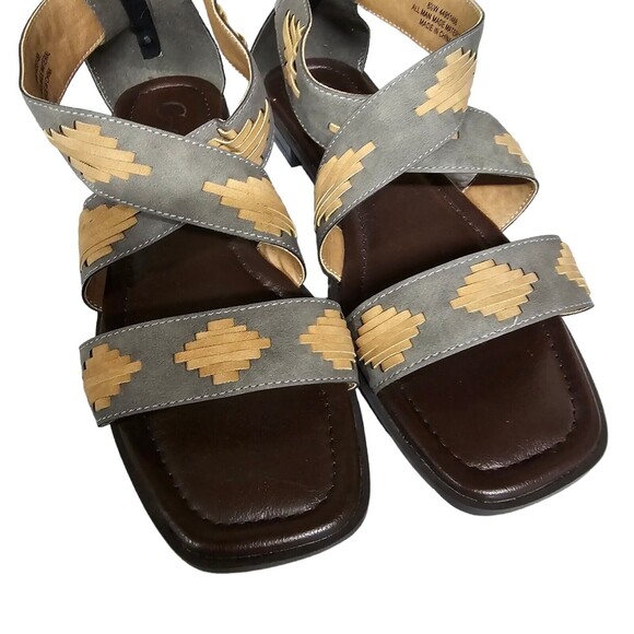 Southwest Aztec Vegan Leather Zip Back Sandals 8.5W‎ Cato C Comfort - Picture 6 of 6